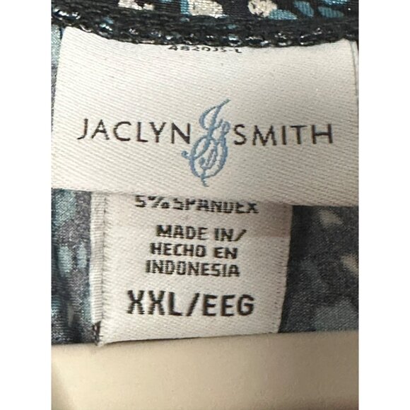 Jaclyn Smith Ladies Sequin Accented Flowy Sleek Blue White V Neck Blouse SZ XXL - Picture 7 of 7